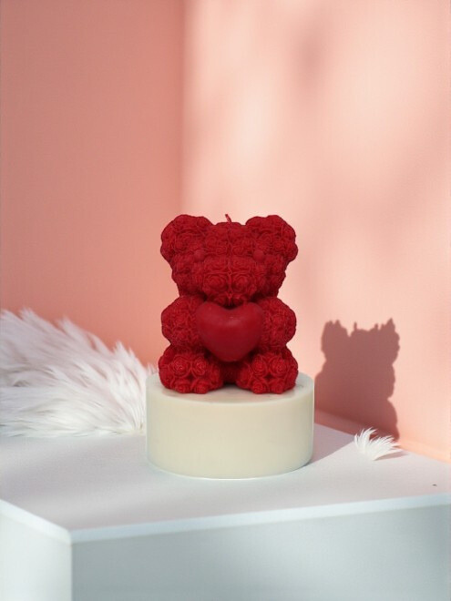 Rosebear heart Candle