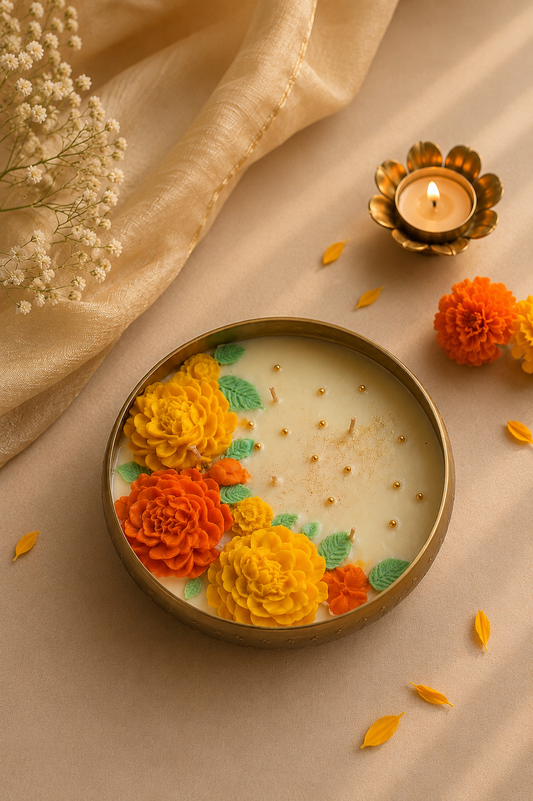 Golden Marigold Urli Candle