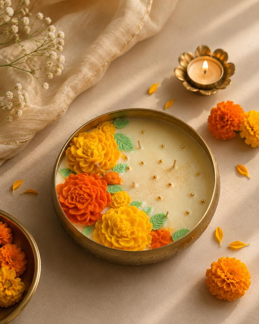 Golden Marigold Urli Candle
