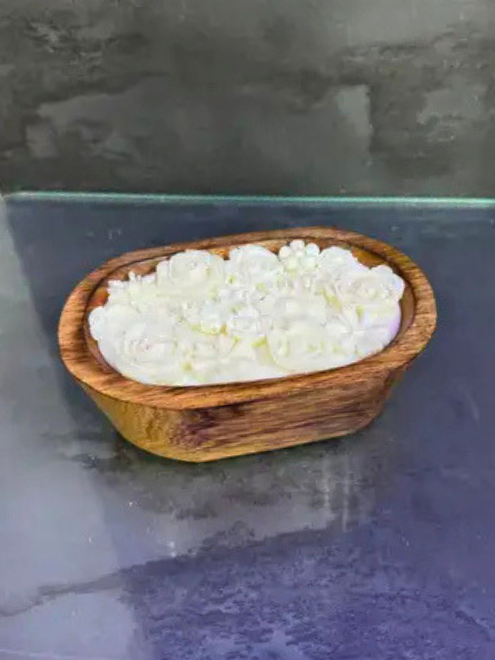 Oval White Flower bowl